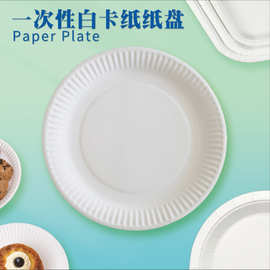 100个一次性白纸盘聚餐圆形纸碟手工盘蛋糕盘一次性餐具生日餐盘