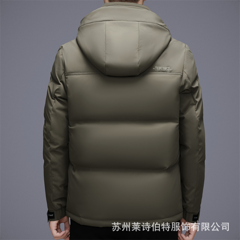 简约加厚连帽羽绒服冬季新款男士短款羽绒服保暖白鸭绒羽绒外套|undefined
