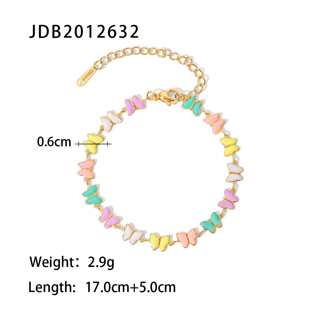 Fashion Butterfly Stainless Steel Gold Plated Bracelets Necklace display picture 3