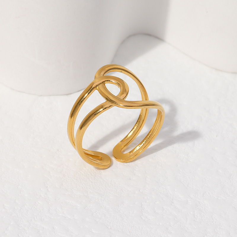 Simple Style Geometric Solid Color Stainless Steel Hollow Out Open Ring