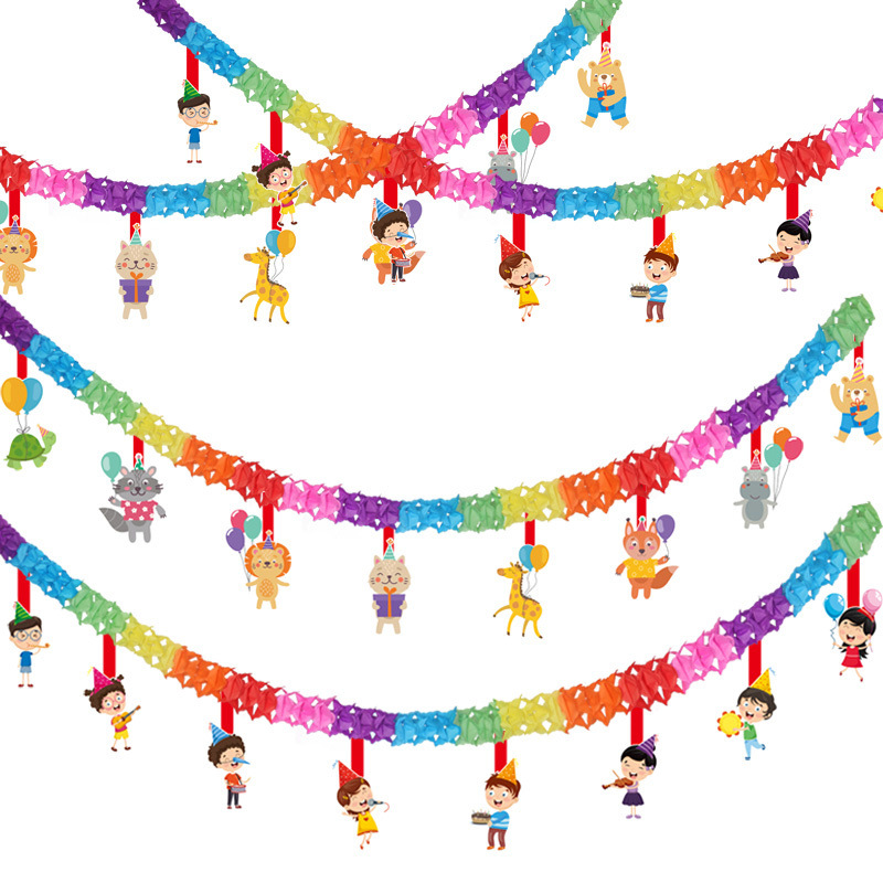 6,1 Día DE LOS NIÑOS jardín de infantes centro comercial decoración colgante pasillo decoración colgante flor tire 2022 decoración del Día de los niños tire bandera colgante