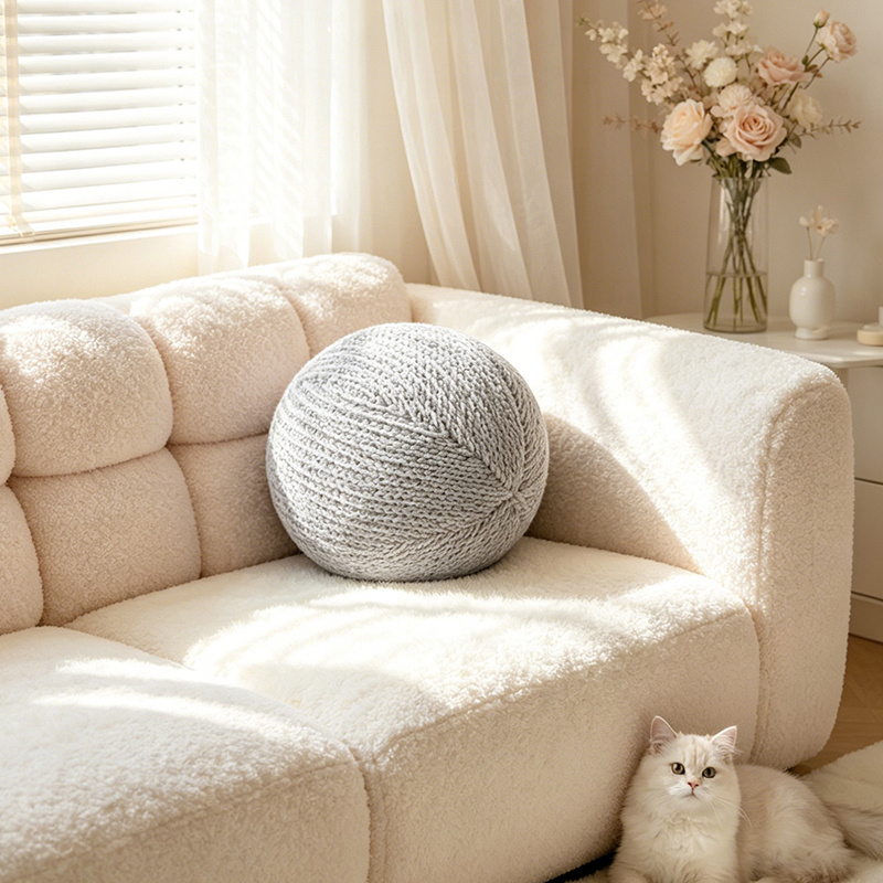 Pillow de lana simple, almohada de arco, sofá nórdico, almohada de decoración para el hogar, suave, versátil, decoración elegante
