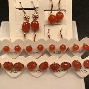 S925 Silver Inlaid Southern Red Earrings Ear Hook Simple Exquisite Classic Fresh Fairy