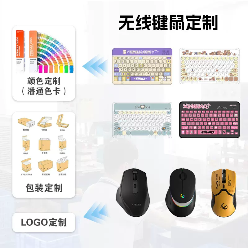 彩色蓝牙键盘无线静音妙控三系统通用平板笔记本外接超薄键盘定制