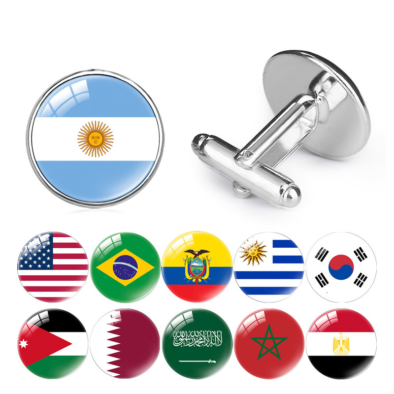 Foreign Trade Accessories 2026 World Cup Football National Flag Team Time Gemstone Men's Cufflinks Metal French Style Cufflinks Foreign Trade Accessories 2026 World Cup Football National Flag Team Time Gemstone Men's Cufflinks Metal French Style Cufflinks