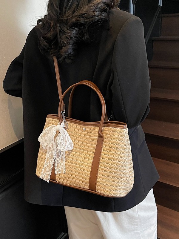Paja tejida de color bolso de mano 2026 nuevo estilo transfronterizo vacaciones de estilo de alta calidad en la playa bolso de hombro