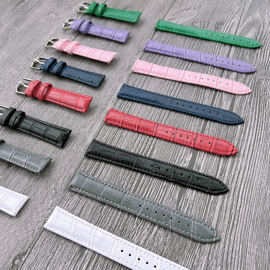 Reemplazo de reloj correa de cuero correa de reloj de cuero pu de gama alta accesorios correa de reloj de bambú rojo blanco 12 14 16