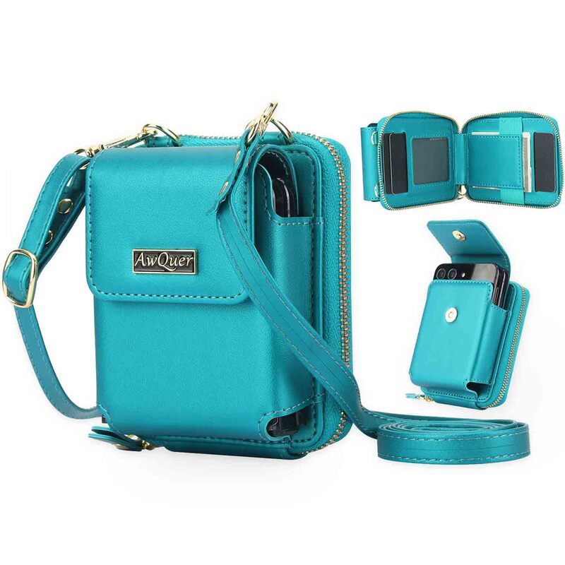 Suitable for Samsung Z Flip7 Trendy Women's Zipper Wallet Mobile Phone Bag Leather Case Z Flip6 Card Crossbody Protective Case Suitable for Samsung Z Flip7 Trendy Women's Zipper Wallet Mobile Phone Bag Leather Case Z Flip6 Card Crossbody Protective Case