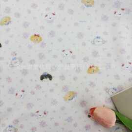 全棉双层纱数码直喷印花面料韩系碎花可爱卡通头像睡衣家居服布料