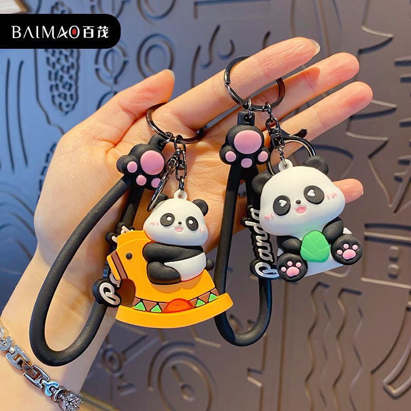 Panda Doll Cartoon Keychain Cute Trojan Panda Exquisite Car Couple Backpack Pendant Gift Wholesale