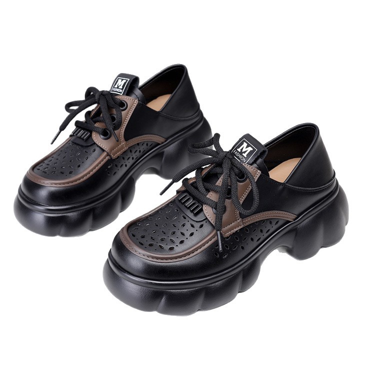 2026 primavera nueva Lefour zapatos de mujer estilo inglés de estilo amplio con suela suave cabeza redonda de moda zapatos muffin de suela gruesa zapatos antideslizantes