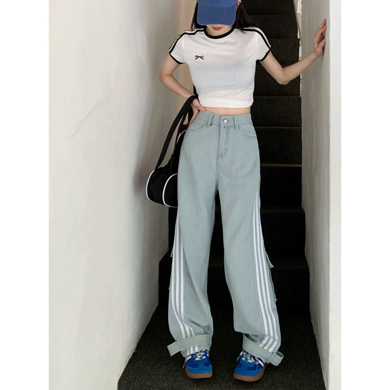 2024-май американский ретро комбинезон джинсы женские новые уличные брюки с несколькими карманами
