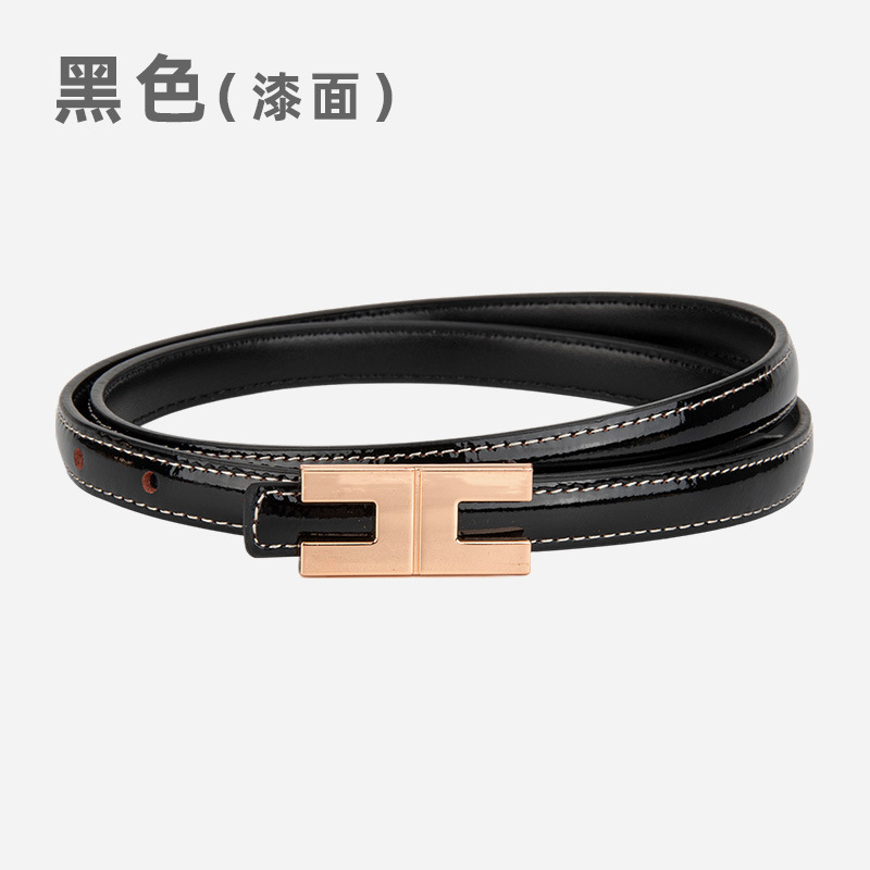 厂家直销真皮女士细腰带装饰连衣裙带裤带高级头层牛皮漆面皮带女|undefined