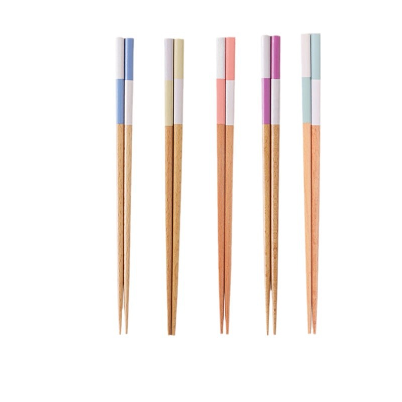 Palillos impresos japoneses, palillos de madera para el hogar, conjunto de palillos largos puntiagudos creativos para un solo jugador, palillos para el hogar