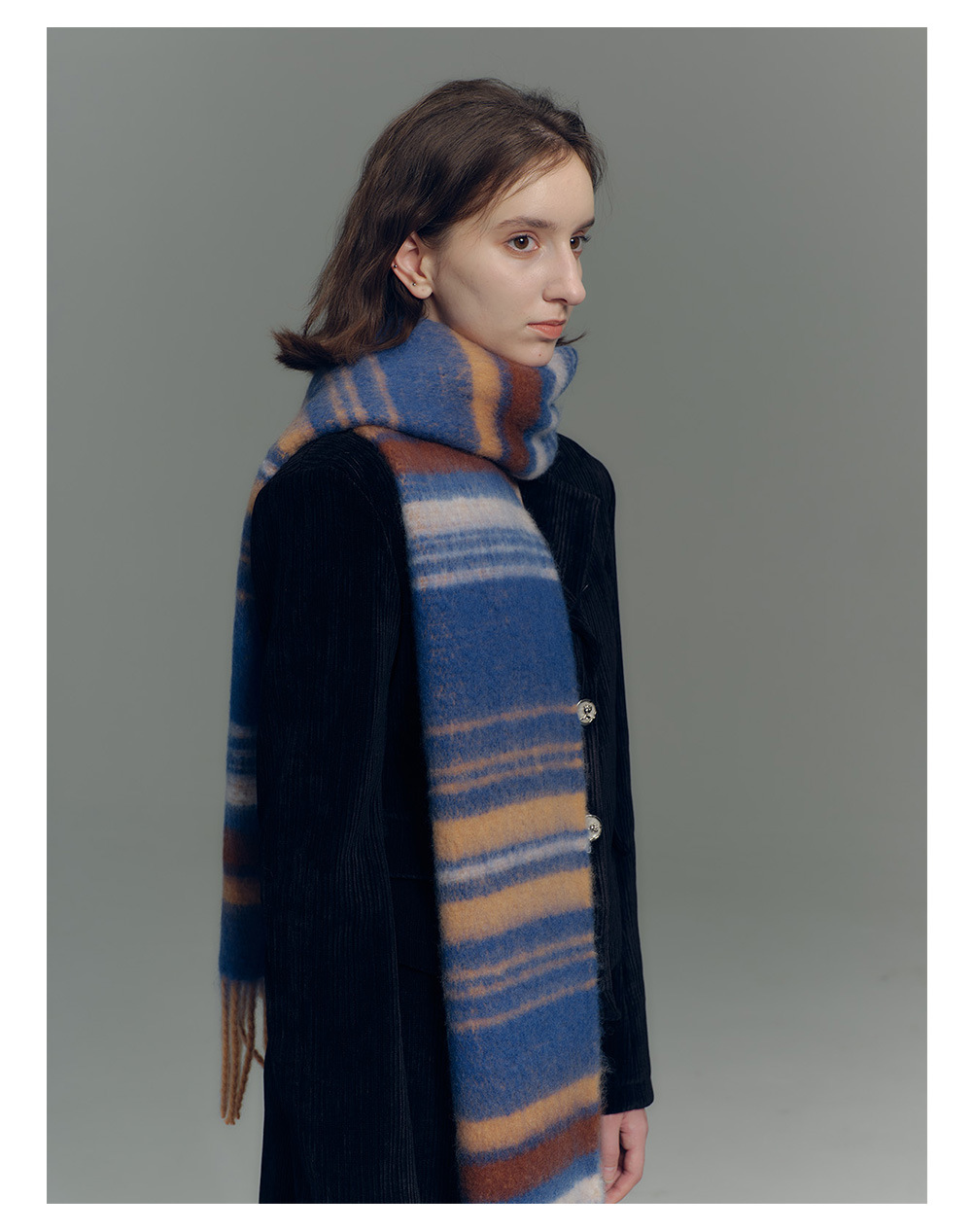 Sciarpa a righe design uomo e donna in morbido finto cashmere_voghion.com