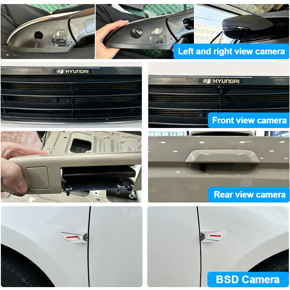 Universal car dash cam with 360-degree panoramic view, sentinel mode, BSD blind spot monitoring, AI recognition, and GPS