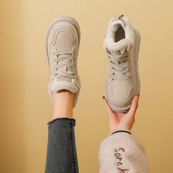 Snow boots women's new winter thick velvet and thick fashion warm short boots thick sole increase cotton shoes_voghion.com