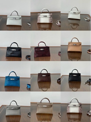 2025 New Handbag Kelly Bag High-Gloss Crocodile Pattern Kelly Second Generation Hand-Carrying Mini Shoulder Bag for Women
