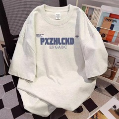海外卸売り専用 ~ 重ポンド純綿男性半袖tシャツ男性夏新作アルファベット小衆ゆるいカップル上着