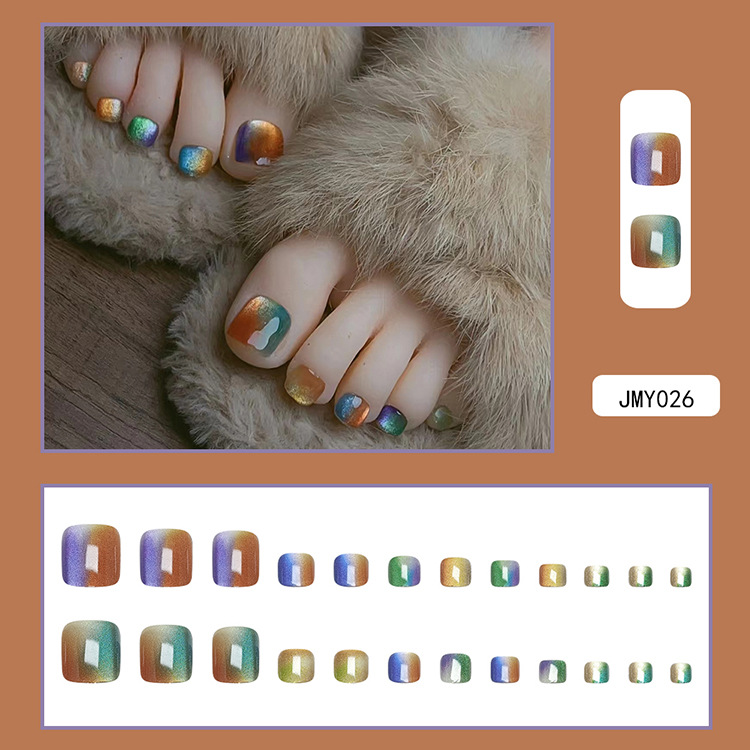 Douyin nuevo parche de uñas de pies de venta caliente de ojos de gato mágico parche de uñas de pies de uñas postizas desmontables