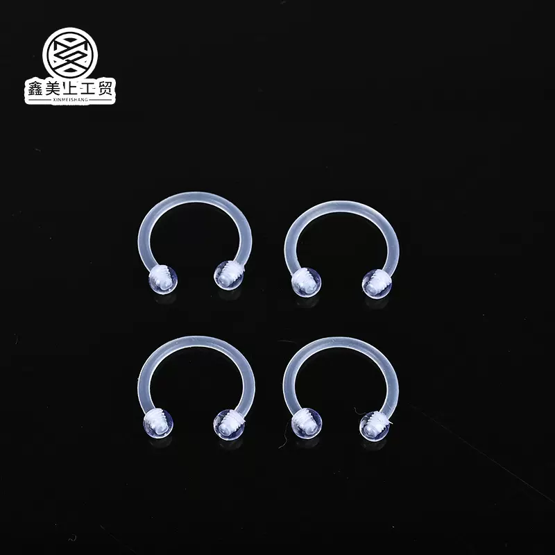 Cross-Border Export Acrylic C-Pole Nose Ring Piercing Jewelry U-Shaped Lip Nail Invisible Eyebrow Nail Transparent Ball Replacement Wholesale