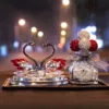 Red diamond swan+red and white drill ball bottle+diamond pad