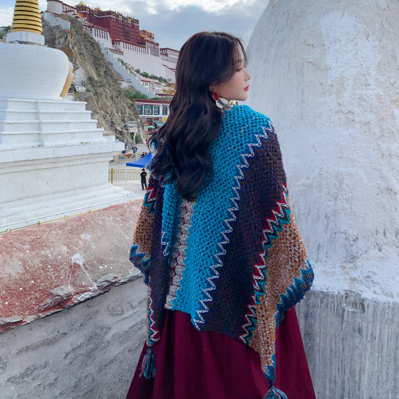 云南丽江旅游披肩衣服民族风许红豆斗篷外搭加厚披风斗篷女|undefined