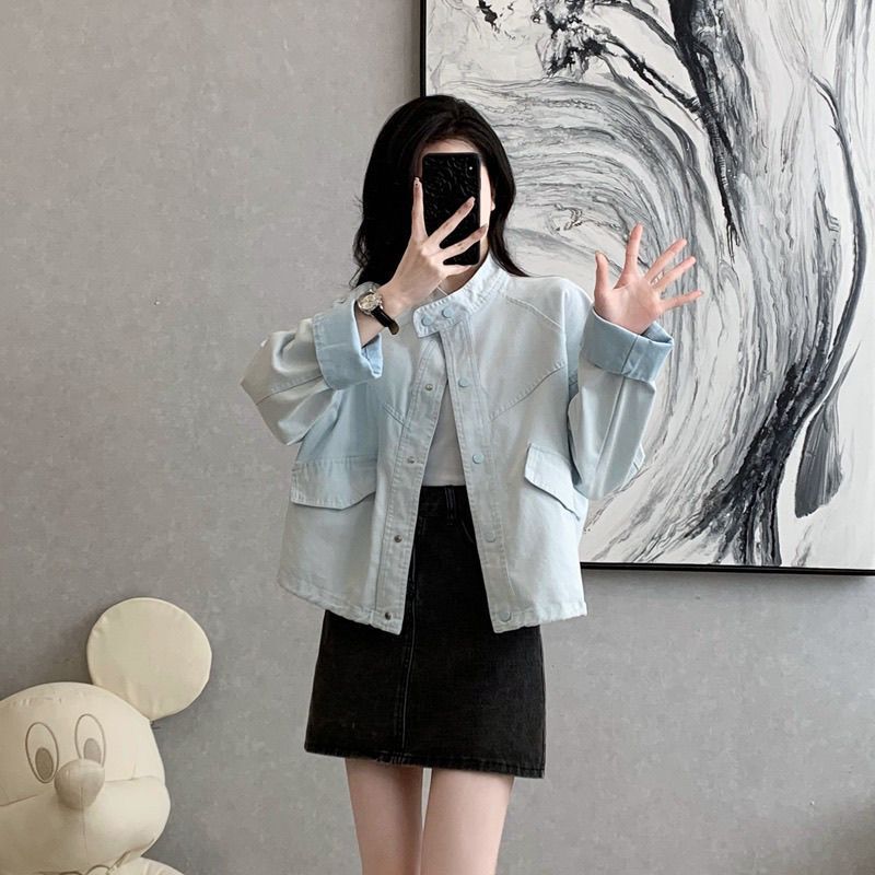 Korean Cream-Colored Denim Jacket for Women, Short Style, Loose Fit, Casual, Versatile, Stylish Windbreaker Jacket, New Spring Model