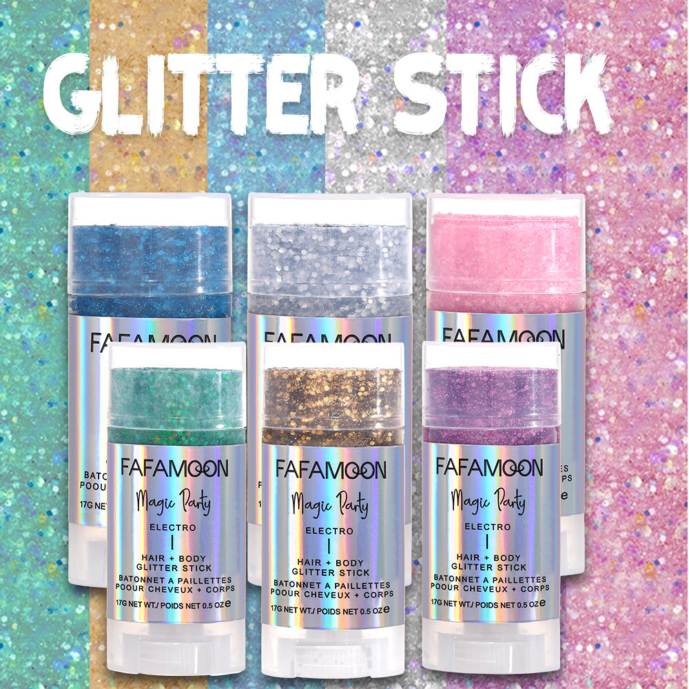 GLITTERSTICK Make-up Flash-Stick Pailletten magische Farbe Perlglanz Bühne Party Körper Haar Creme Festival_voghion.com