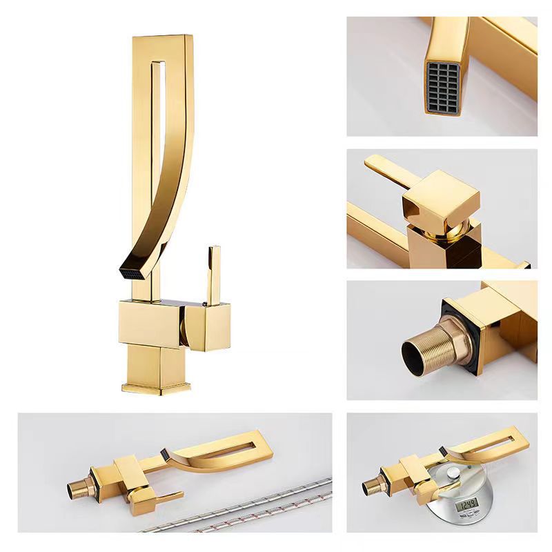 Cross-border Europe and the United States all copper basin hot and cold faucet hotel toilet bathroom cabinet golden square 360 rotating water