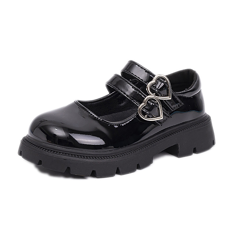 Zapatos de cuero para niñas 2025 primavera y otoño nuevos zapatos de princesa de niños británicos zapatos de espectáculo negro zapatos de moda