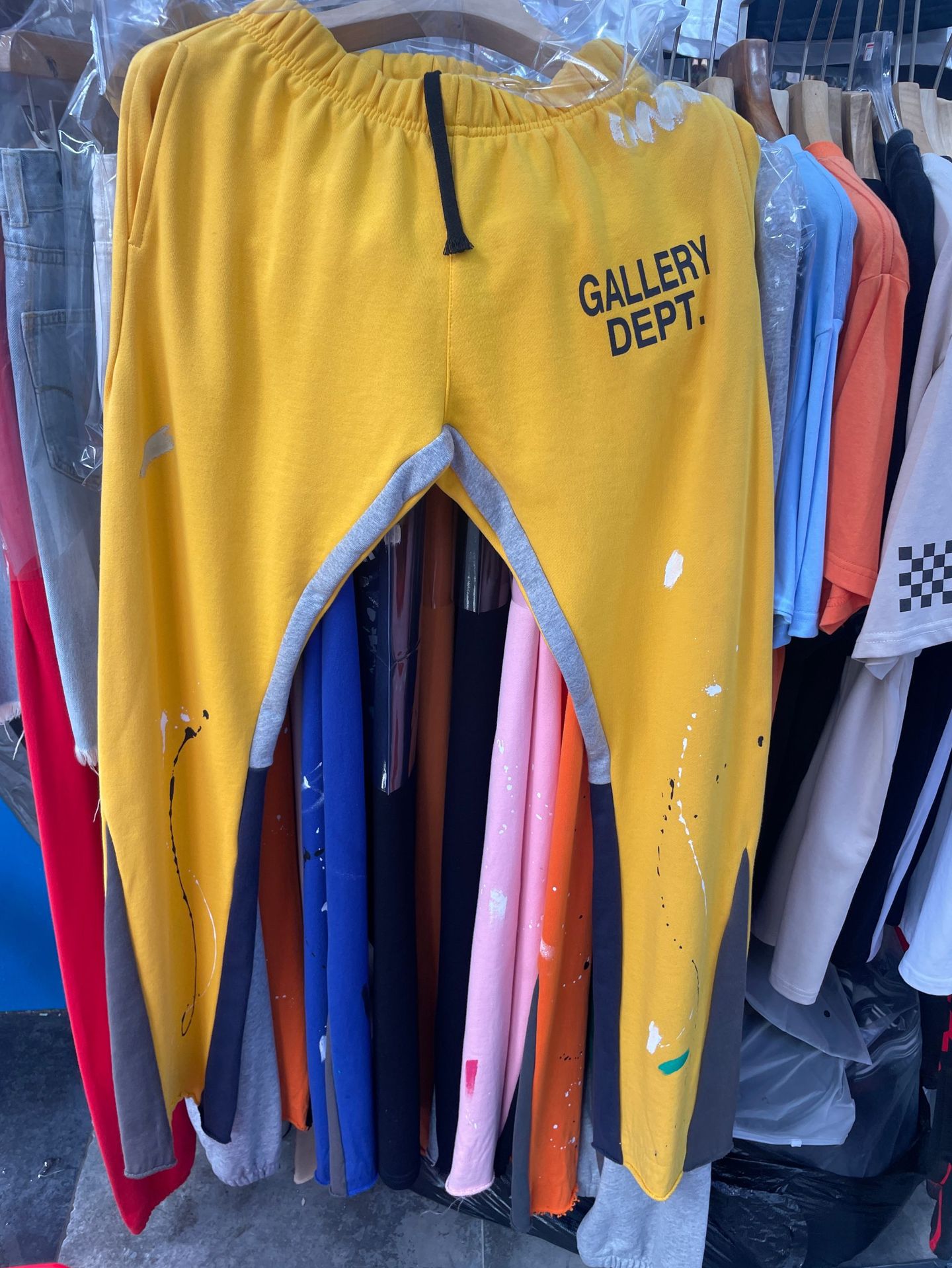 正確版GALLERY DEPT古典的な手描きの落書きプリントは純綿の衛ズボンの男性カジュアルズボンをつなぎ合わせます。