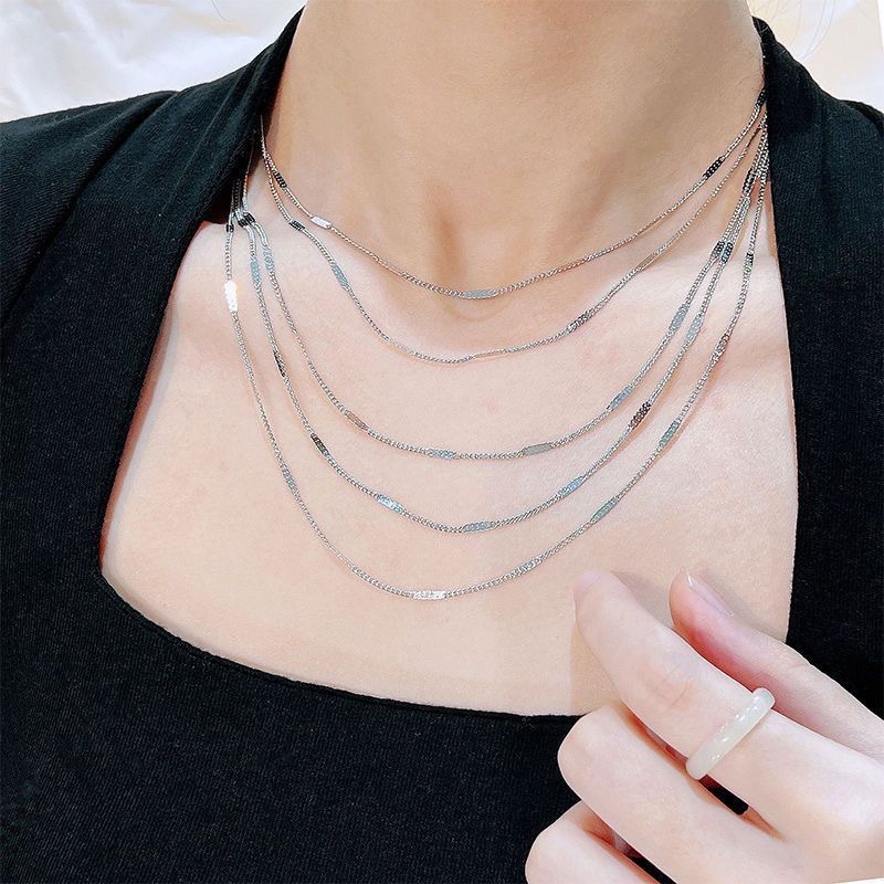 13g Weight Layered Necklaces Classification 1 Piece Quantity Party, Carnival, Street Occasion Alloy Material Solid Color Pattern Women's Gender Plating Design Streetwear Style Streetwear Solid Color Alloy Plating Women's Layered Necklaces 2