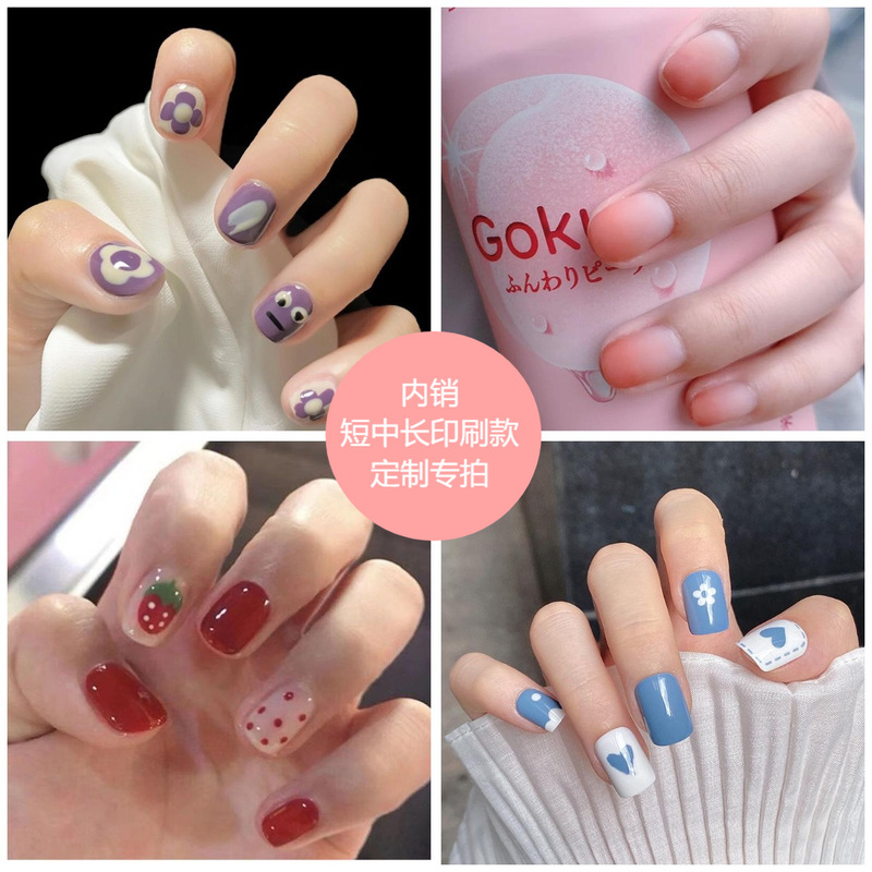 To figure to sample temperament White wearing a bride a fake nail patch 24 boxed nail pieces finished