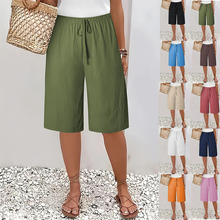 跨境欧美女装亚马逊速卖通女士休闲时尚纯色五分裤中裤