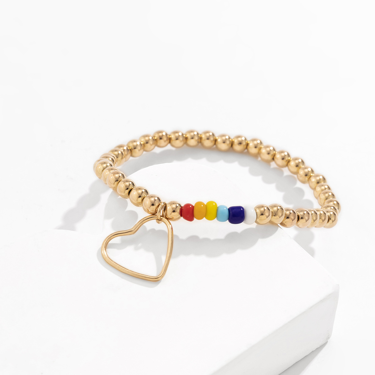 Simple Style Heart Shape Alloy Plastic Beaded Bracelets