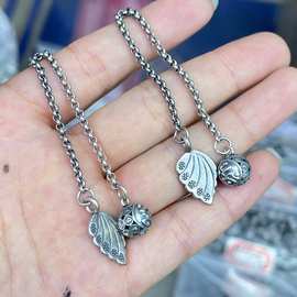 复古手工叶子复古球三七银手链延长链diy配件安全链链条缩短链手