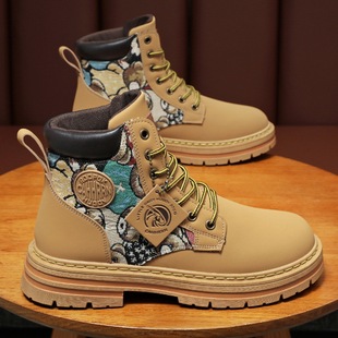 Autumn men's shoes new breathable high-top Martin boots men's fashionable all-match thick bottom non-slip work shoes casual short boots