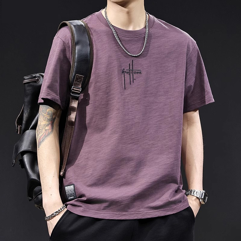 Bamboo Cotton Short-Sleeved T-Shirt Men's Summer 2025 New Loose Large Size Classy Clothes Men's Versatile T-Shirt Trend