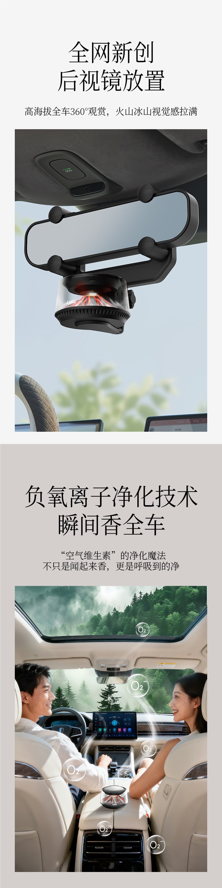 Abmg's First-Of-Its-Kind Volcano/Iceberg Cloud View Car Fragrance Diffuser, High-End Car Perfume, Car Decoration Accessory