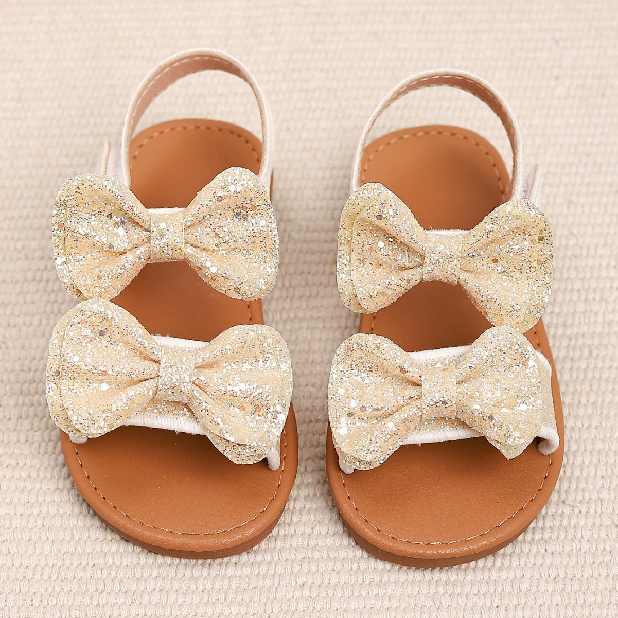 Трансграничная обувь для девочек обувь для девочек Принцессы обувь для девочек босоножка летом мягкая подошва бант с блестками милые босоножки