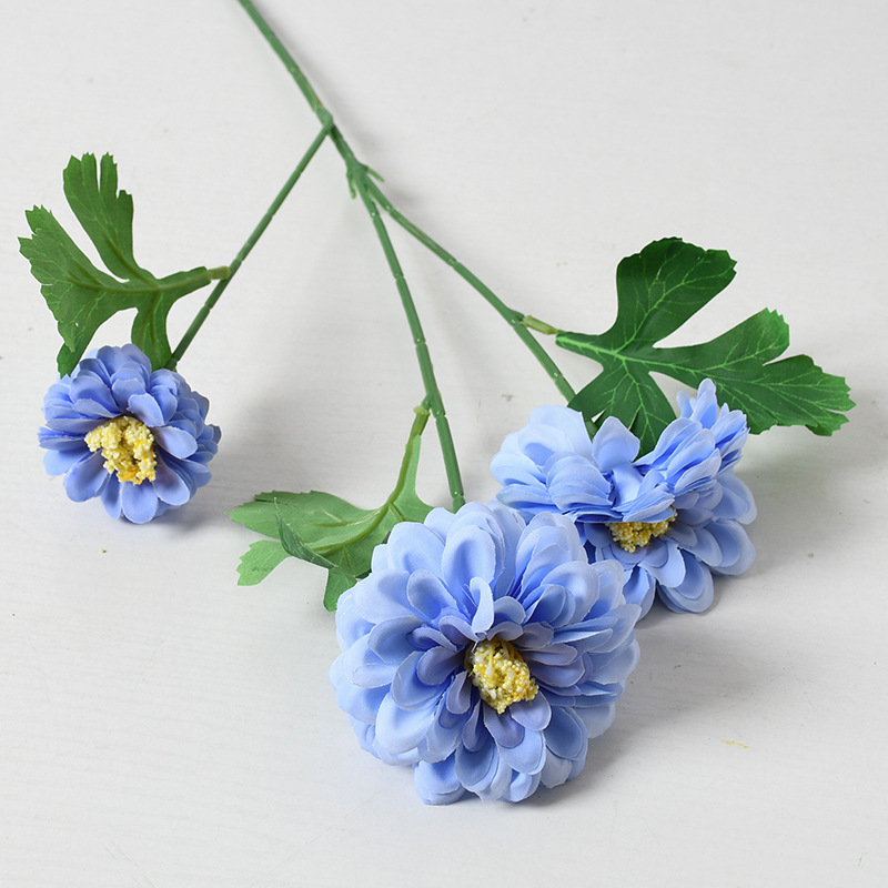 Flor artificial flor azul material boda salón decoración del hogar Rosa artificial Flor de plástico al por mayor