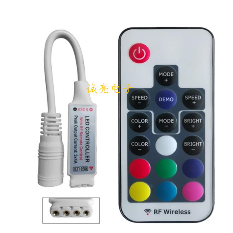 17 Key LED Mini RGB Controller LED RGB Colorful Light with Dimmer RF Wireless RF Remote Control