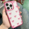 Космический чехол, прозрачный, розово-малиновый бантик