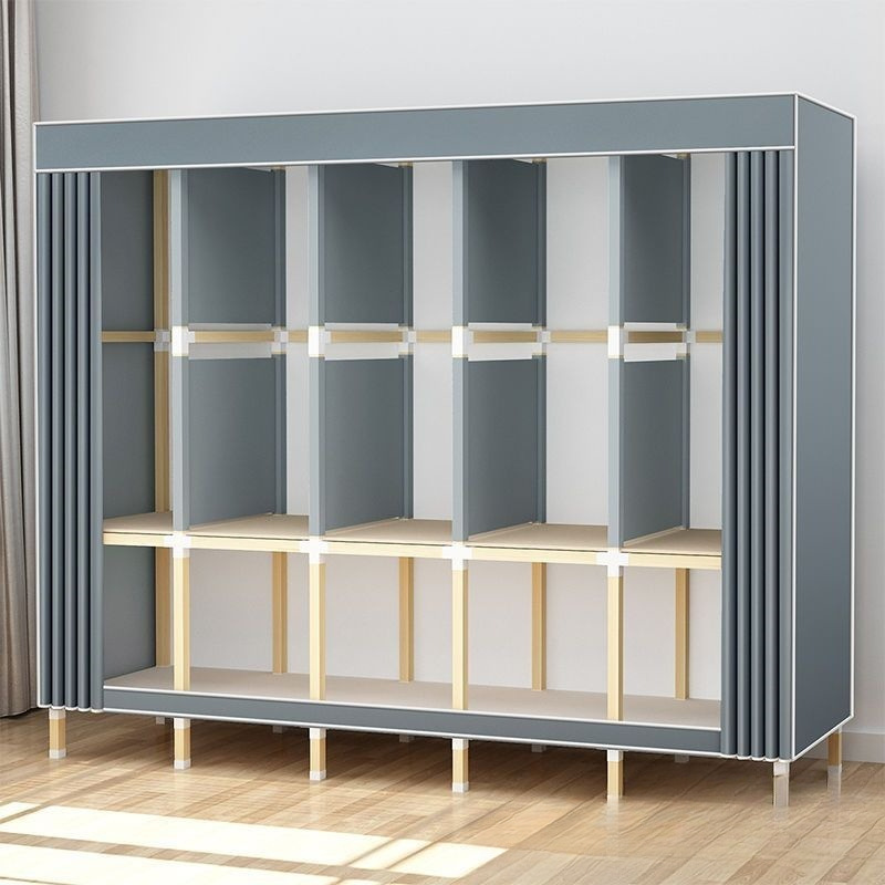 Wardrobe for Home Bedroom Assembly, Simple and Durable Wardrobe for Rental Use, Oxford Cloth Thickened Dormitory Wardrobe