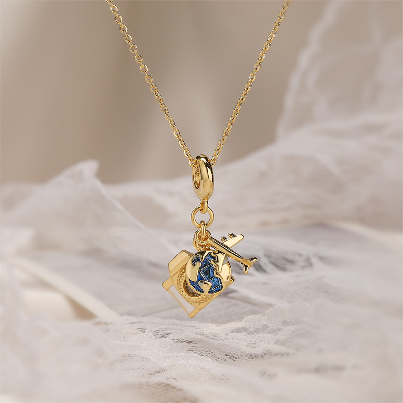 Pendant Necklace Classification Wholesale Basic Modern Style Classic Style Earth Camera Copper Enamel Inlay Zircon Pendant Necklace