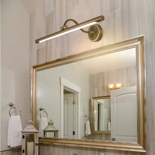 Cross-border supply all-copper mirror headlights American bathroom led retro simple black bathroom mirror cabinet lights Nordic wash