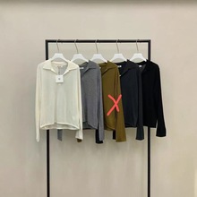 much more~女韩国正品代2025早秋季韩系纯色polo领薄款针织衫