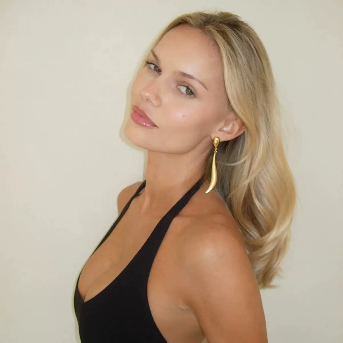 跨境欧美创意简约个性耳饰镀18K金拼接线条时尚小众水滴耳钉女