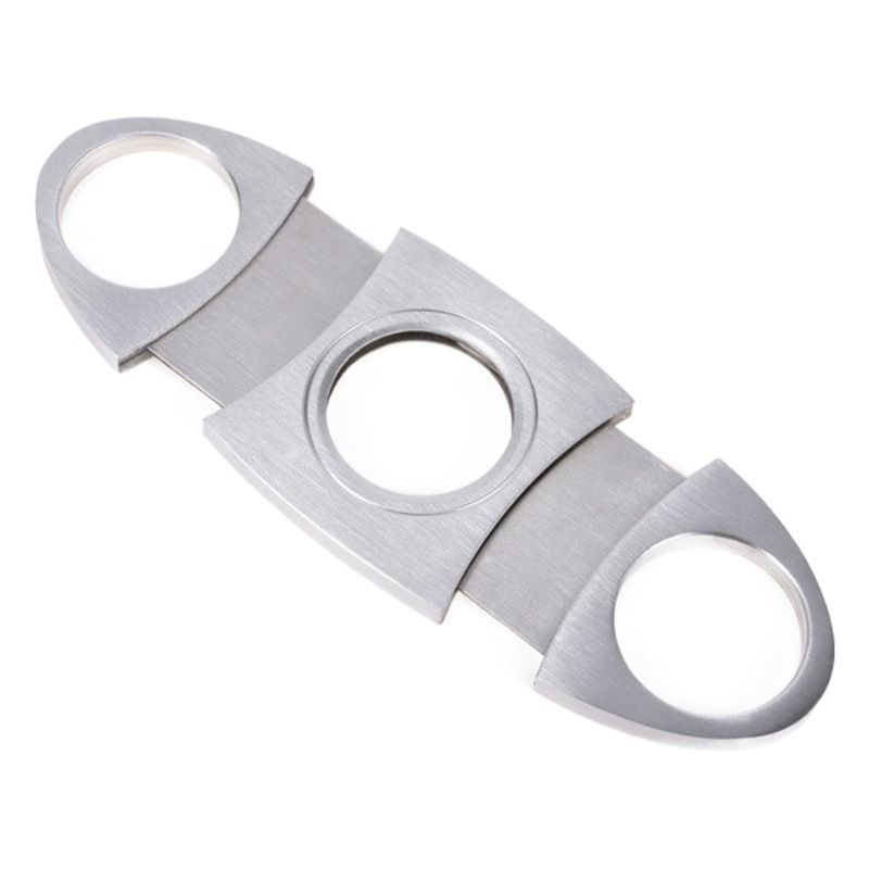 Spot Wholesale Stainless Steel Double-Edged Cigar Scissors European and American Portable Brushed Sharp Plastic Cigar Scissors for Men